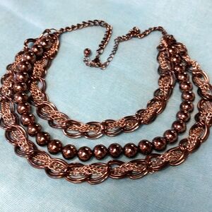 5.6.24 blackened pearls and 2 chains with silvertone accents 3 strand